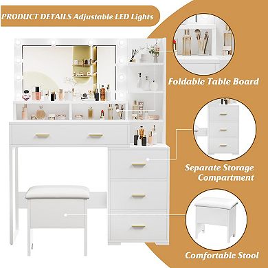 ANIXOL vanity desk with mirror and LED lights