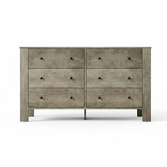 ANIXOL Natural Oak 6-Drawer Bedroom Dresser