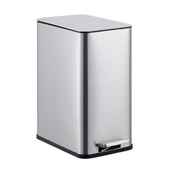 10 L / 2.6 gal Small Bathroom Step Trash Can with Lid Soft Close, Step Pedal