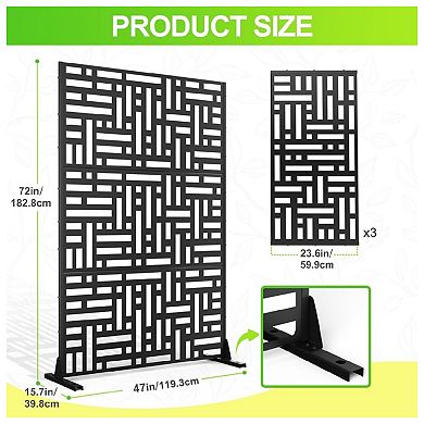 Freestanding Metal Louvered Outdoor Privacy Screen Panel