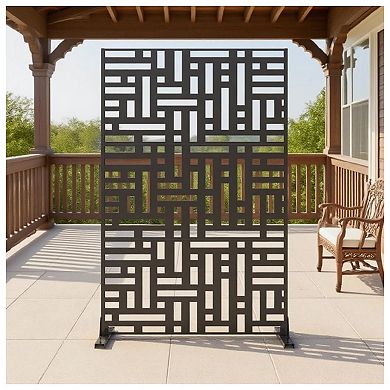 Freestanding Metal Louvered Outdoor Privacy Screen Panel