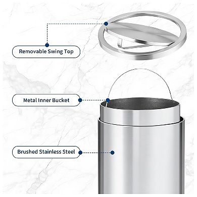 13 Gal Stainless Steel Trash Can 50 L Kitchen Garbage Can with Flipping Lid