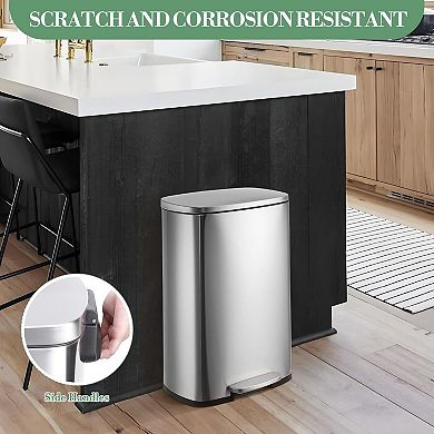 13 Gallon Trash Can with Lid, 50L Garbage Can with Soft Close Lid and Removable Inner Bucket