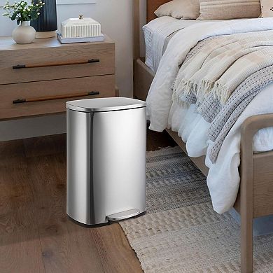 13 Gallon Trash Can with Lid, 50L Garbage Can with Soft Close Lid and Removable Inner Bucket