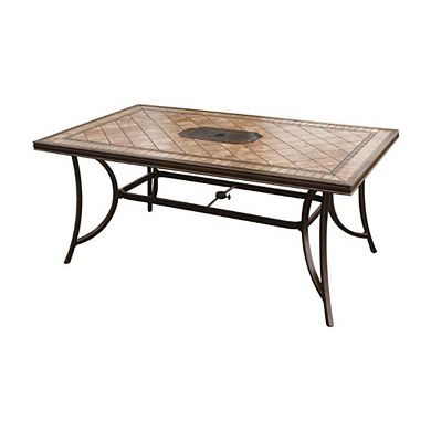 Outdoor Dining Set with Tiled Tabletop