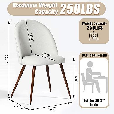 Homy Casa Upholstered Dining Chairs Set of 2 with Curved Back and Metal Legs