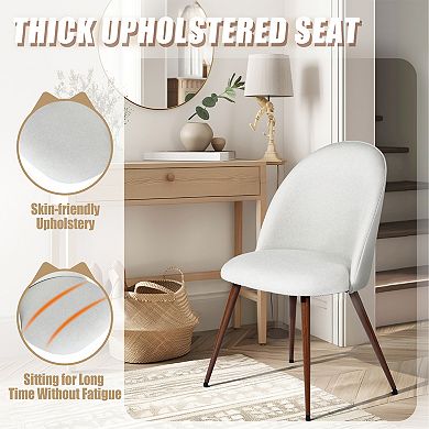 Homy Casa Upholstered Dining Chairs Set of 2 with Curved Back and Metal Legs