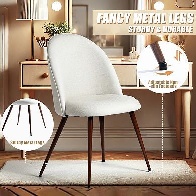 Homy Casa Upholstered Dining Chairs Set of 2 with Curved Back and Metal Legs