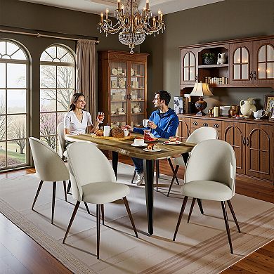 Homy Casa Upholstered Dining Chairs Set of 2 with Curved Back and Metal Legs