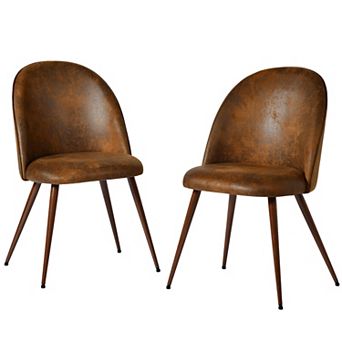 Homy Casa Upholstered Dining Chairs Set of 2 with Curved Back and Metal Legs