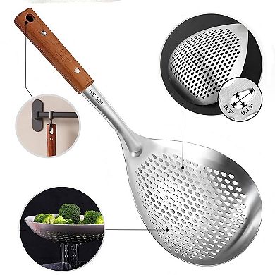 Stainless Steel Fine Mesh Colander with Clip-on Spider Handle for Pasta & Noodles