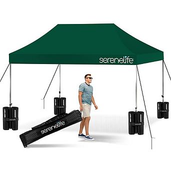 SereneLife Pop Up Canopy Tent - Waterproof Polyester with Heavy-Duty Frame