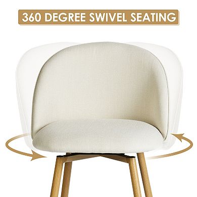 Homy Casa Swivel Upholstered Bar Stools Set of 2 with Metal Legs