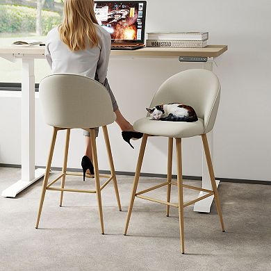 Homy Casa Swivel Upholstered Bar Stools Set of 2 with Metal Legs