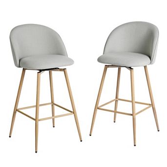 Homy Casa Swivel Upholstered Bar Stools Set of 2 with Metal Legs