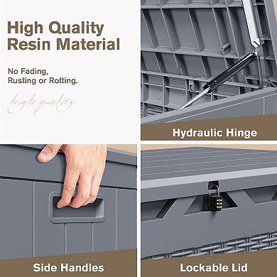 100Gallon Waterproof Lockable Outdoor Storage Box for Garden Tools