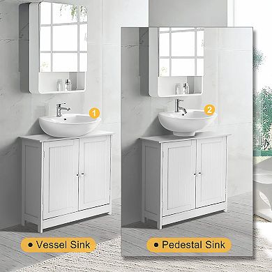 Pedestal Sink Cabinet 2-Door Adjustable Shelf Under Bathroom Storage