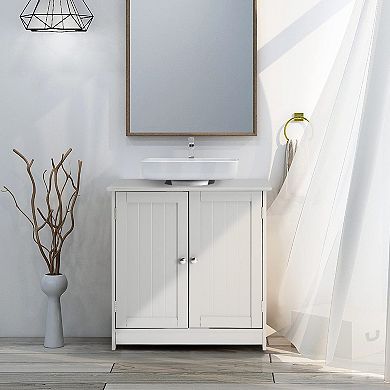 Pedestal Sink Cabinet 2-Door Adjustable Shelf Under Bathroom Storage