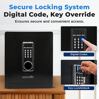 SereneLife Electronic Digital Safe Box with User-Friendly Keypad (SLSV45EQG) - Black