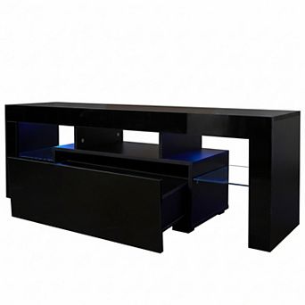 Homy Casa TV Stand with RGB LED Lights for Flat Screens, Media Console for Living Room