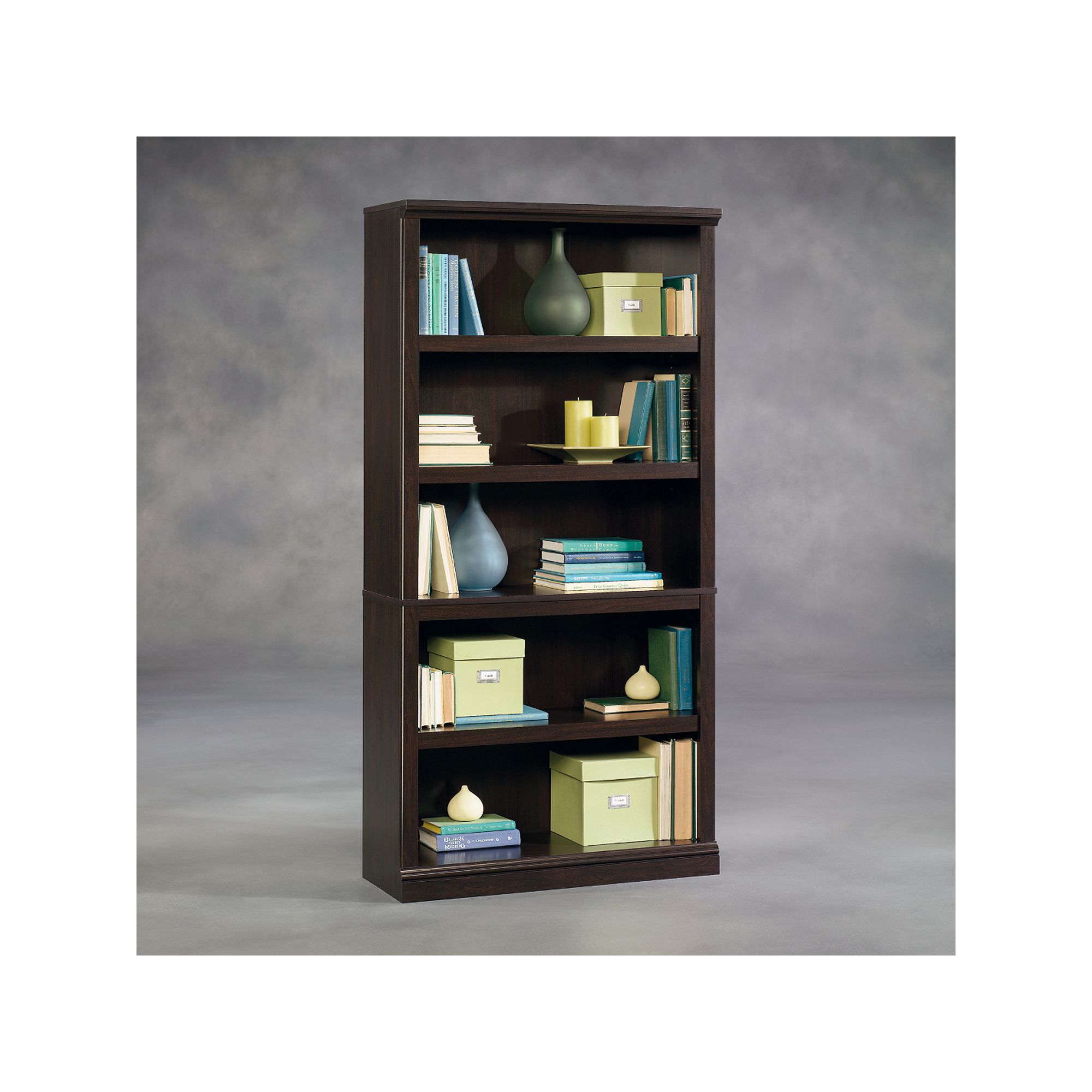 Sauder 5-Shelf Split Bookcase, Brown