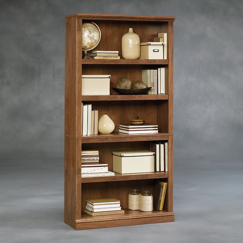 70" 5 Shelf Bookcase Oiled Oak - Sauder: Adjustable Storage, MDF Construction, Dark Brown