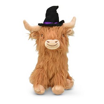 Multipet Highland Cow with Witch Hat Plush Pet Toy