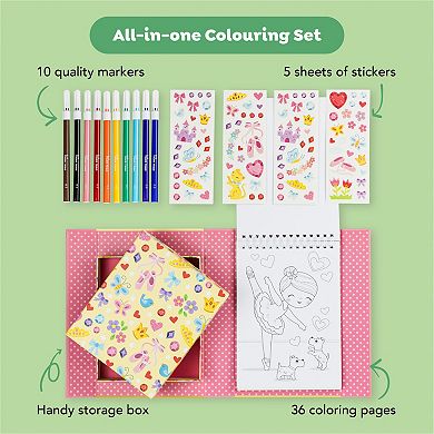 Tiger Tribe Ballet Coloring Set with Stickers & Markers