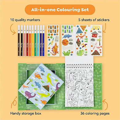 Tiger Tribe Dinosaur Coloring Set with Stickers & Markers