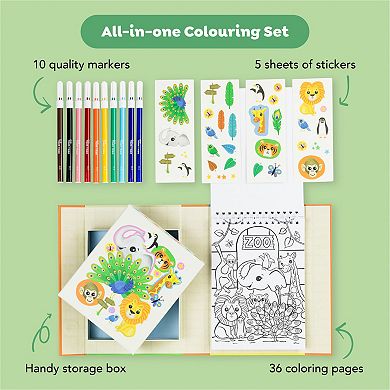 Tiger Tribe Zoo Coloring Set with Stickers & Markers