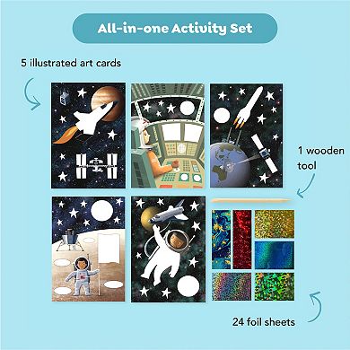 Tiger Tribe Foil Art Space Adventures Kit with Foil Sheets & Art Cards