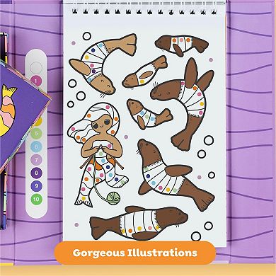 Tiger Tribe Mermaids & Friends Color by Numbers Set with Markers