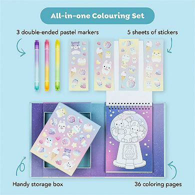 Tiger Tribe Kawaii Café Pastel Coloring Set with Stickers & Double-Ended Markers