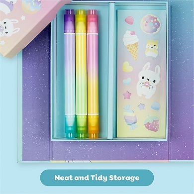 Tiger Tribe Kawaii Café Pastel Coloring Set with Stickers & Double-Ended Markers