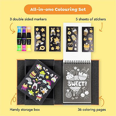 Tiger Tribe Glow Friends Neon Coloring Set with Stickers & Neon Markers