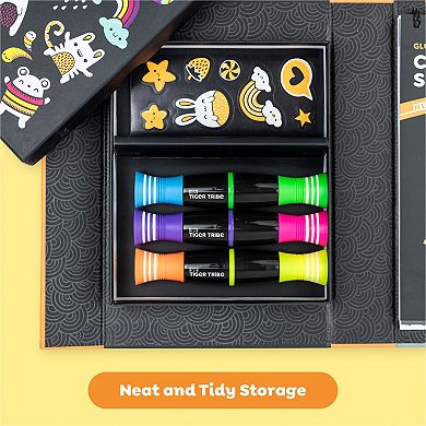 Tiger Tribe Glow Friends Neon Coloring Set with Stickers & Neon Markers
