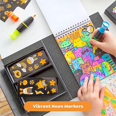 Tiger Tribe Glow Friends Neon Coloring Set with Stickers & Neon Markers