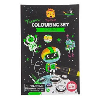 Tiger Tribe Outer Space Adventure Neon Coloring Set with Stickers & Double-Sided Markers