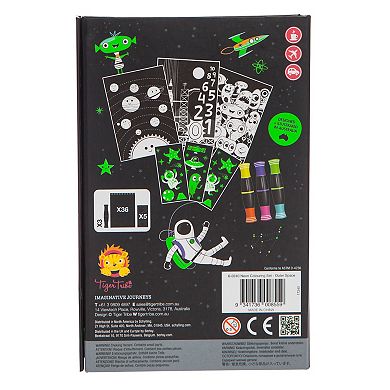 Tiger Tribe Outer Space Adventure Neon Coloring Set with Stickers & Double-Sided Markers