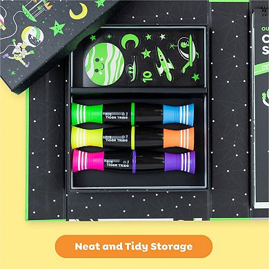 Tiger Tribe Outer Space Adventure Neon Coloring Set with Stickers & Double-Sided Markers