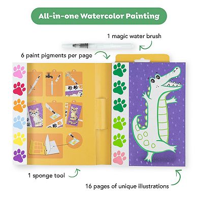 Tiger Tribe Wild Animals Watercolor Art Set with Mess-Free Brush