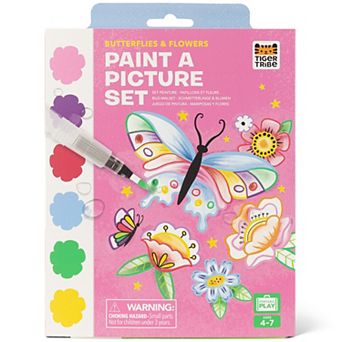 Tiger Tribe Butterflies & Flowers Watercolor Art Set with Mess-Free Brush