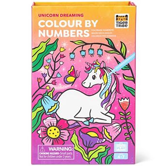 Tiger Tribe Unicorn Dreaming Color by Numbers Set with Markers
