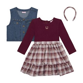 Girls 4-6 Little Lass 3 pc Dress & Vest Set