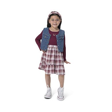 Girls 4-6 Little Lass 3-piece Dress & Vest Set