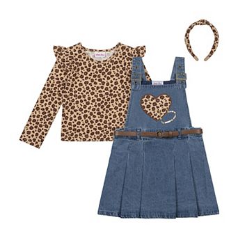 Girls 4-6 Little Lass 3 pc Animal Print Jumper Dress & Top Set