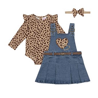 Baby & Toddler Little Lass 3 pc Jumper Dress Set with Ruffled Sleeves