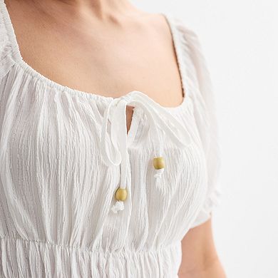 Juniors' Mary & Mo Puff Sleeve Skater Dress