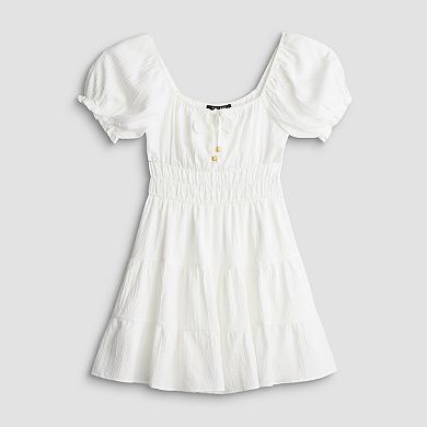 Juniors' Mary & Mo Puff Sleeve Skater Dress