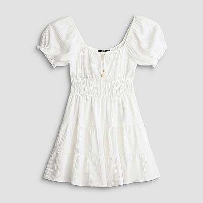 white puff sleeve skater dress boohoo Women's Broderie Anglaise Puff Sleeve Skater Dress